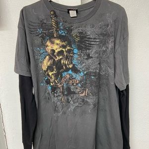 Miami Ink Skull y2k Long Sleeve Size Large
